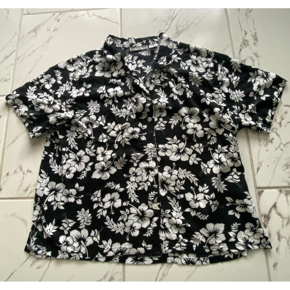 Allyson Whitmore Women's Hawaiian Shirt L 100% Rayon Short Sleeve Cruise Wear